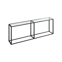 table console transparent 220x35x75,5 cm verre trempé