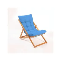 chaise de jardin purrault bois massif clair et tissu bleu