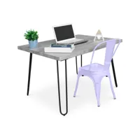 ensemble de bureau - design industriel 120cm - hairpin + chaise de salle à manger - stylix lavande