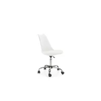 chaise de bureau en polypropylène avec assise en cuir écologique avec base en métal carla blanc