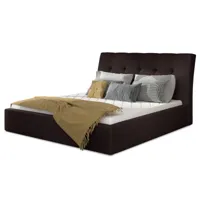 lit capitonné avec rangement velours marron klein - 4 tailles-couchage 160x200 cm