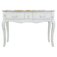 meuble console, table console en bois laqué coloris blanc vieilli  - longueur 115  x profondeur 50 x hauteur 80 cm