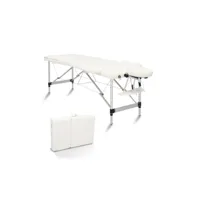 table de massage réglable en hauteur à 3 niveaux 185x60x81cm blanc talkeach
