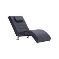 vidaxl chaise longue de massage avec oreiller gris similicuir daim 281290