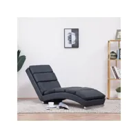 chaise longue  bain de soleil transat gris similicuir daim meuble pro frco52524