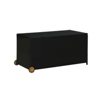 coffre boîte meuble de jardin rangement 120 x 65 x 61 cm résine tressée noir helloshop26 02_0013110
