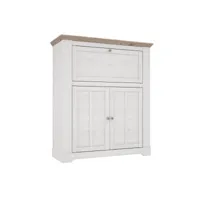 meuble bar 115 cm 1 abattant 2 portes décor chêne blanchi - angele