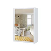 armoire portes coulissantes - rinker -150 cm - blanc - avec miroir