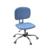 chaise de bureau hauteur réglable pivotante 360° dossier ergonomique piètement chromé tissu bleu