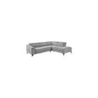 amadora - canapé d'angle droit avec 1 place relax gris clair pieds métal