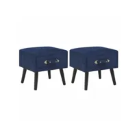 table de nuit chevet commode armoire meuble chambre 2 pcs bleu 40x35x40 cm velours helloshop26 1402049