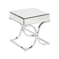 table d'appoint ultra design en miroir avec piètement en acier inoxydable croisé l. 45 x p. 40 x h. 60 cm collection nove viv-95960
