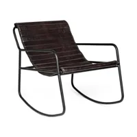 fauteuil à bascule en cuir noir karima