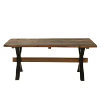 table de ferme industriel en bois et pieds croisés métal l180 - marie