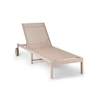 chaise longue - blumfeldt lucca lounger - bain de soleil -  57 x 187 cm - polyester - dossier réglable - taupe