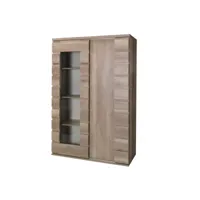vitrine vaisselier romi 2 portes coulissantes coloris dab canyon. meuble design idéal pour votre salle a manger