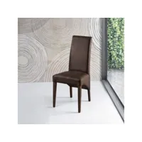 chaise de cuisine simili cuir marron foncé - pieds bois navarra 2 chaises