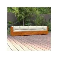 canapé fixe 4 places de jardin  sofa banquette de jardin avec coussins bois d'acacia massif meuble pro frco80079