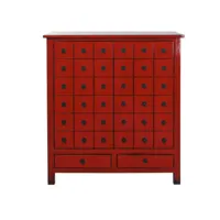 buffet, meuble de rangement en bois d'orme coloris rouge - longueur 102 x profondeur 42 x hauteur 120 cm