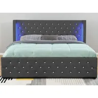 lit coffre design avec led osmos - gris - 160x200