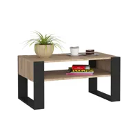 table à café table basse domi chêne sonoma 92 cm couleur noir 92x53x45 cm