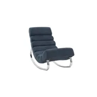 rocking chair design en tissu effet velours bleu et acier chromé taylor
