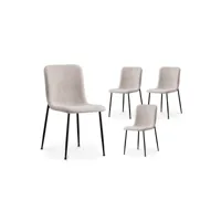 celia - lot de 4 chaises effet peau de mouton beige pieds métal noir celia-bei-4