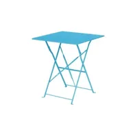 table de terrasse bleu turquoise en acier bolero carrée 600mm