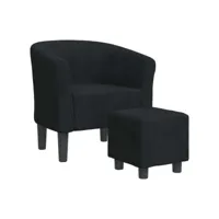 fauteuil salon - fauteuil cabriolet avec repose-pied noir velours 70x56x68 cm - design rétro best00006973815-vd-confoma-fauteuil-m05-2461