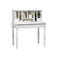 meuble secrétaire blanc style anglais 4 tiroirs 7 niches l 100 h 114.3 p 56.4 cm 40152