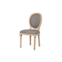 chaise en lin taupe avec pieds en bois 50x47x95 cm