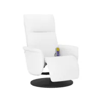 fauteuil inclinable de massage repose-pieds, fauteuil de relaxation, chaise de salon blanc similicuir fvbb61345 meuble pro