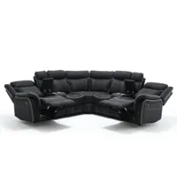 canapé d'angle simili cuir noir + positions relax manuel donovan