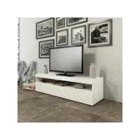 meuble tv salon 130 cm 2 compartiments 1 porte blanc brillant burrata smart ahd amazing home design