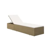 transat chaise longue bain de soleil lit de jardin terrasse meuble d'extérieur résine tressée marron et blanc crème helloshop26 02_0012923