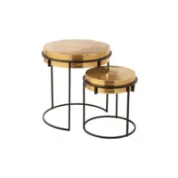 set de 2 tables gigognes rondes réversibles en aluminium doré et noir 20100999123
