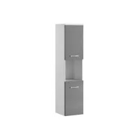 armoire de rangement de montreal hauteur 131 cm gris brillant - meuble de rangement haut placard armoire colonne