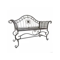 banc style dagobert banquette fauteuil mobilier de jardin assise exterieur 2 places en fer marron 57x93x144cm