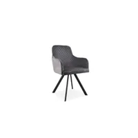 fauteuil polyester métal gris 58x55x83cm - polyester-métal - décoration d'autrefois