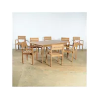 ensemble table extensible de jardin et 8 chaises en teck pk27005