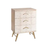 commode 3 tiroirs bois-or - sandrine : bois clair - l 60 x l 40 x h 80 cm - neuf