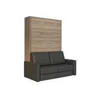 fidji sofa lit escamotable 140*200cm mélaminé chêne canapé polyuréthane gris graphite 20100994120