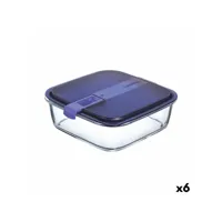 boîte à lunch hermétique luminarc easy box bleu 2,5 l verre (6 unités)