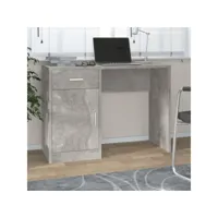 bureau avec tiroir et armoire bureau informatique - table de bureau gris béton 100x40x73 cm meuble pro frco50678