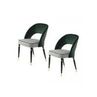lot de 2 fauteuils fait main abe vert 56x58 oeko tex® en polyester doux et soyeux