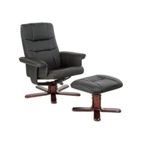 fauteuil de relaxation lounge détente tv avec tabouret noir pied marron helloshop26 08_0000484