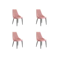 soroli - chaise rembourrée 4 pcs style moderne salon/salle à manger - 88x44x42 - pieds en métal - rose