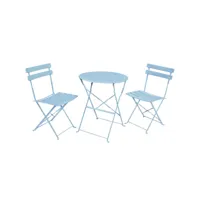 ensemble de meubles orion pour balcon : table ronde & 2 chaises en bleu élégant