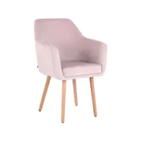 chaise de salle à manger utrecht en velours pieds en bois , rose/bois de chêne nature