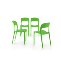mobili fiver, lot de 4 chaises de salle à manger amanda, vert, made in italy
